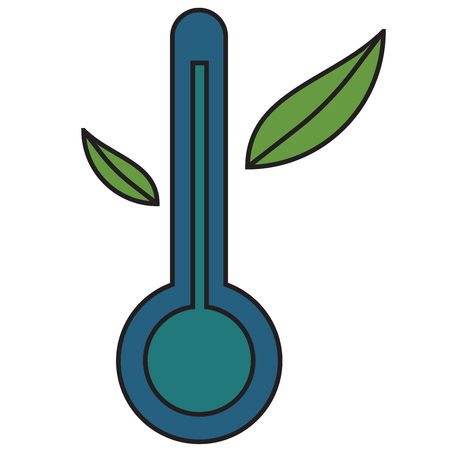 thermometer icon with leaves vector illustration isolated on white background.のイラスト素材