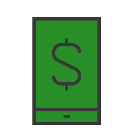 A smartphone with a dollar bill on white background.のイラスト素材