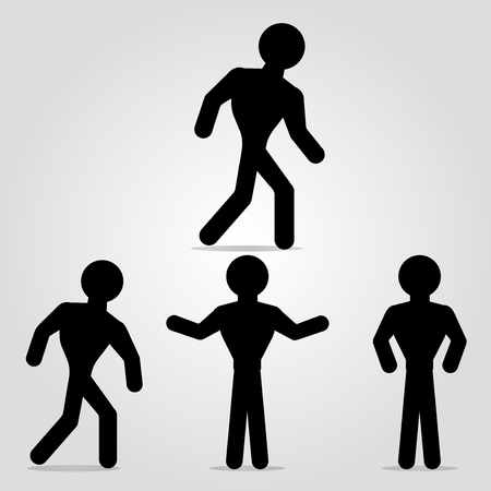 Set of four people on a gray backgroundのイラスト素材