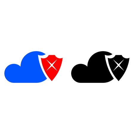 Cloud security icon, poor information protection flat icon.のイラスト素材