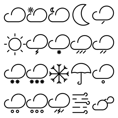 Weather line icons on a white backgroundのイラスト素材