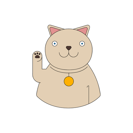 Maneki neko icon on a white backgroundのイラスト素材