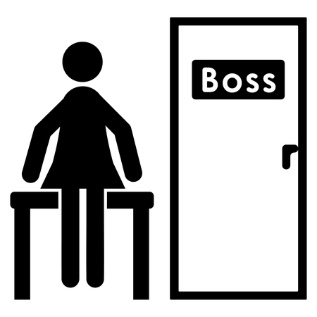 The woman at the boss's door, isolated on white backgroundのイラスト素材