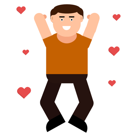 The man is happy and in love icon, isolated on white backgroundのイラスト素材