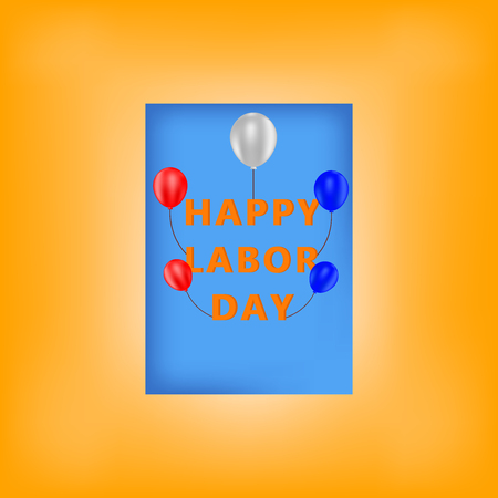 postcard with the inscription happy working day, American Labor Day holiday on an orange backgroundのイラスト素材