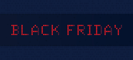Banner Black Friday in pixel style, blue backgroundのイラスト素材