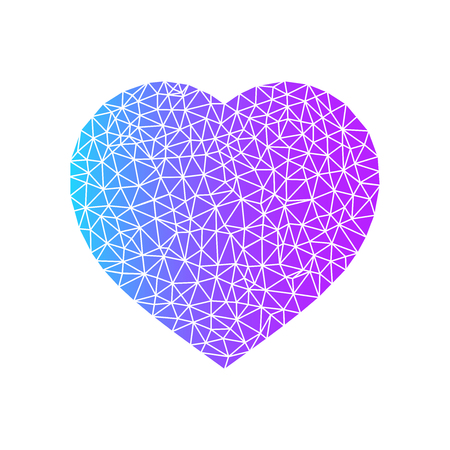 Abstract heart symbol, blue and purple color, heart gradient glyph icon isolated on white backgroundのイラスト素材