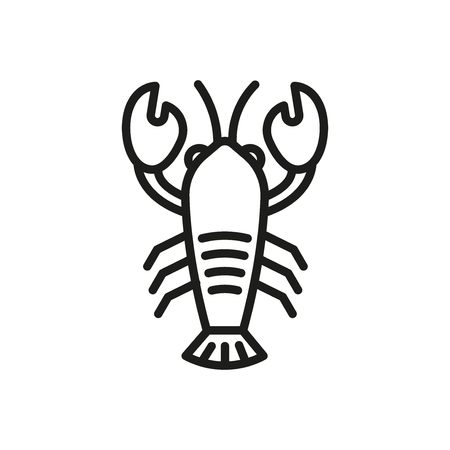 Lobster outline icon, crustacean symbol, healthy food vector sign isolated on white background. seafood iconのイラスト素材