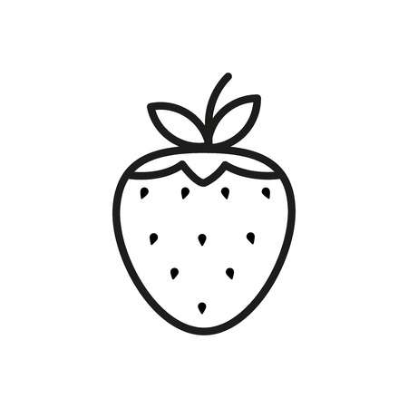 Strawberry outline icon, fruit symbol, healthy food vector sign isolated on white background. berry iconのイラスト素材