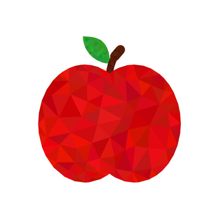 Red apple low poly icon, fruit polygon symbol isolated on white backgroundのイラスト素材