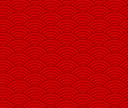 Wave pattern, red chinese seamless pattern, traditional backgroundのイラスト素材