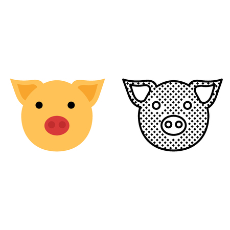 Pig icon set, pet symbol, vector illustrationのイラスト素材
