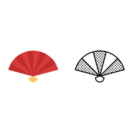 Fan icon set, chinese decoration symbol, vector illustrationのイラスト素材
