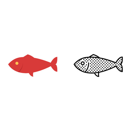 Fish icon set, seafood symbol, vector illustrationのイラスト素材