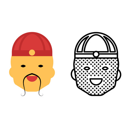 Asian avatar icon set, happy face symbolのイラスト素材