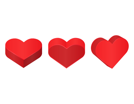 Red isometric hearts, love symbol vector illustrationのイラスト素材