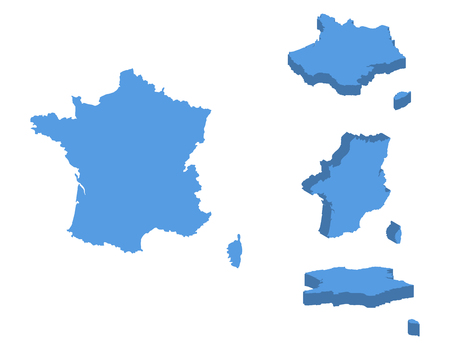 France isometric map vector illustration, country isolated on a white background.のイラスト素材