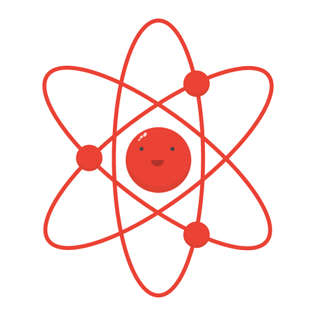 Atom is a little cute character, cute molecule flat icon, physics and chemistry vector illustrationのイラスト素材