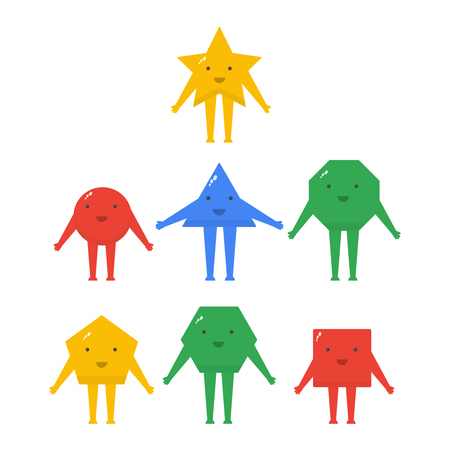 Geometric shapes cute characters in flat styleのイラスト素材