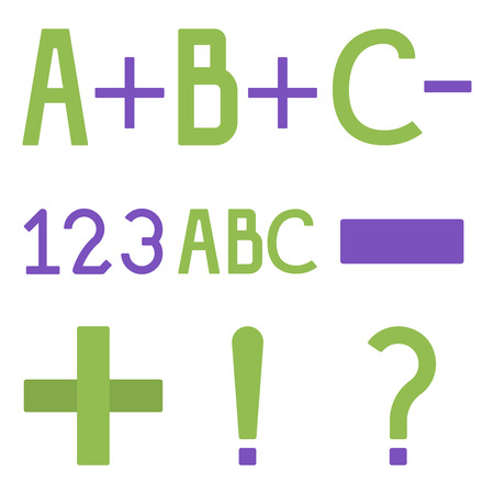 ABC, 123, plus, minus vector flat icons, school elements vector illustrationのイラスト素材