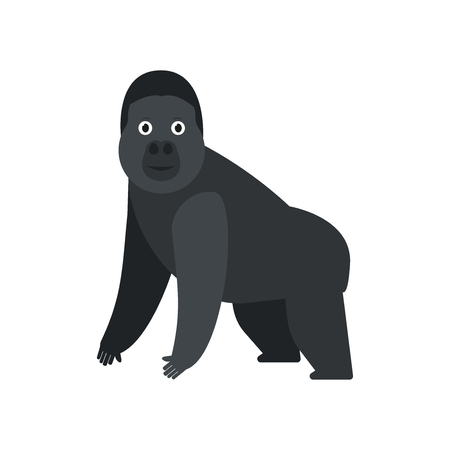 Gorilla icon in flat style, african animal vector illustrationのイラスト素材