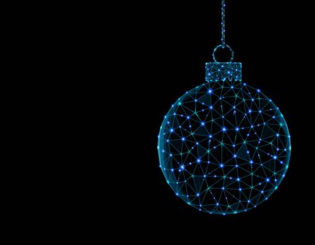 Christmas ball low poly design, polygonal style decoration element, New Year party decoration vector illustration on black backgroundのイラスト素材