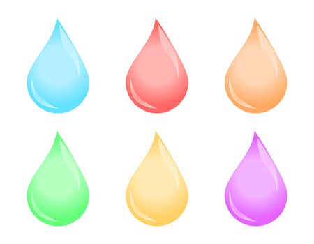 Drops icon set, multicolored liquid vector illustration on white backgroundのイラスト素材