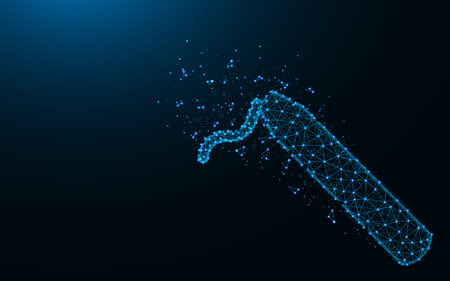 Writing chalk low poly design, education abstract geometric image, wireframe mesh polygonal vector illustration made from points and lines on dark blue backgroundのイラスト素材