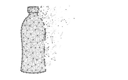 Bottle low poly design, drink abstract geometric image, plastic wireframe mesh polygonal vector illustration made from points and lines on white backgroundのイラスト素材