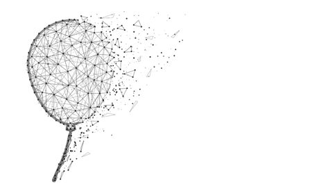 Balloon low poly design, Holiday abstract geometric image, flight wireframe mesh polygonal vector illustration made from points and lines on white backgroundのイラスト素材