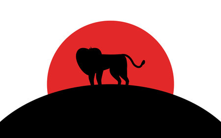 Lion icon, african animal, silhouette art image, vector illustration isolated on white backgroundのイラスト素材