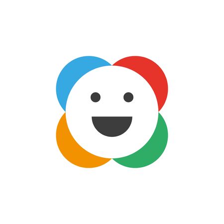 Smiley with colorful circles on the back flat iconのイラスト素材