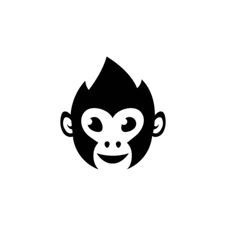 Monkey head, happy animal isolated on a white backgroundのイラスト素材