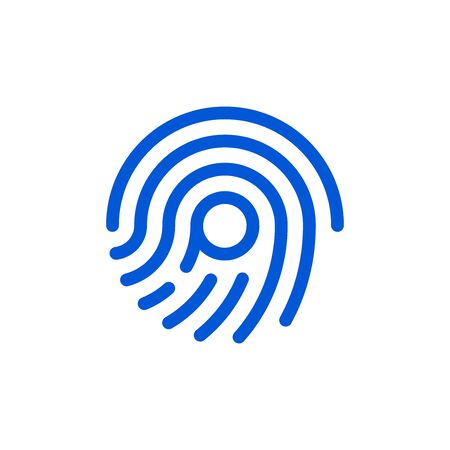 Fingerprint and letter p combination flat icon on a white backgroundのイラスト素材