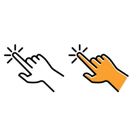 Hand click outline and glyph iconsのイラスト素材