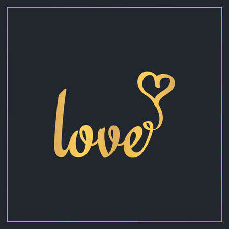 Gold lettering Love and heart shape design templateのイラスト素材