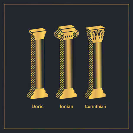 Golden Antique Greek columns design templateのイラスト素材