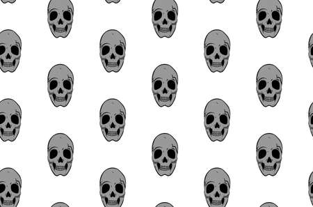 Skulls seamless pattern on white backgroundのイラスト素材