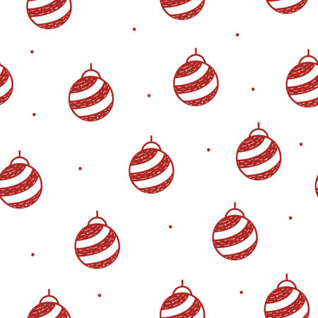 Seamless pattern of Christmas ball in flat style on a white background.のイラスト素材