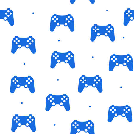 Seamless pattern of the game joystick in a flat style on a white background.のイラスト素材