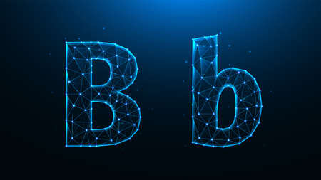 Polygonal vector illustration of letter B on a dark blue background.のイラスト素材