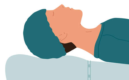 The patient is lying on the operating table. Medical vector illustration.のイラスト素材