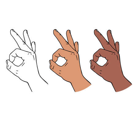 Hand gesture ok or okay in cartoon style.のイラスト素材