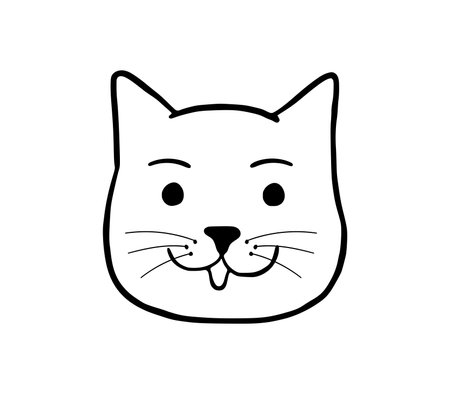 Cute hand drawn cat isolated on white background, funny cat, adorable home pet artwork.のイラスト素材