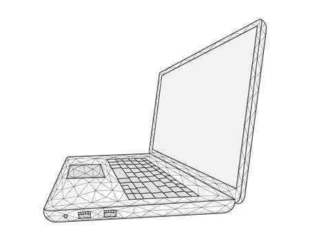 Polygonal vector illustration of a laptop isolated on a white background.のイラスト素材