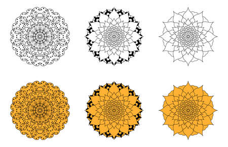 Set of floral mandalas vector clip art.のイラスト素材