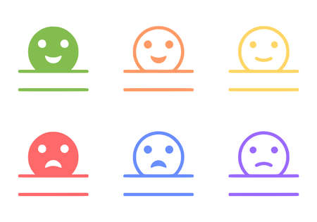 Monogram positive and negative emoticon set, vector clip artのイラスト素材