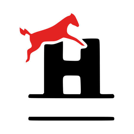 Letter h and horse personalized monogram, initial clip art isolated on white backgroundのイラスト素材