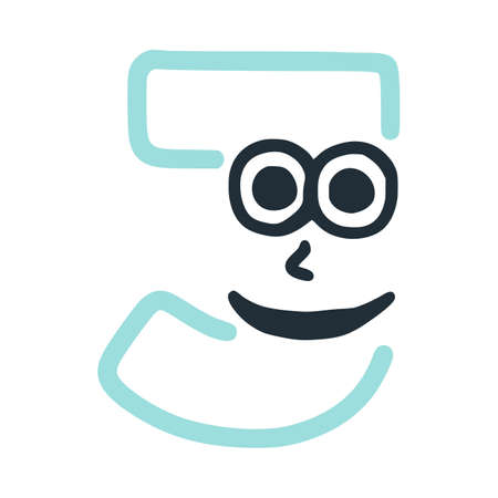 Letter j happy eccentric smiling character, smiley face vector clip artのイラスト素材