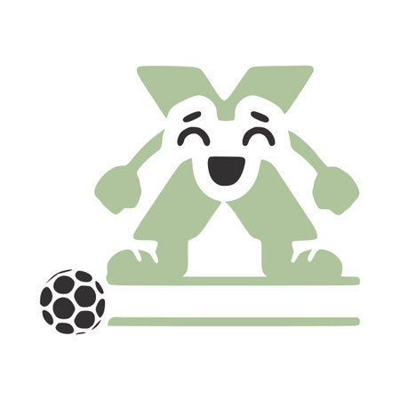 Happy letter x character football player personalized monogram, vector logo, emblems or initial design.のイラスト素材